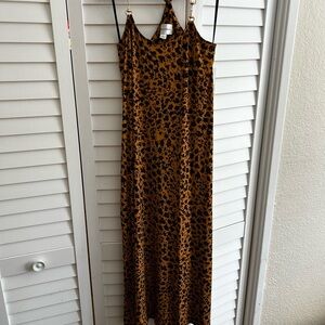 NWT Donna Morgan Leopard Midi Dress Size 6 Strappy Slip Y2K Animal Print